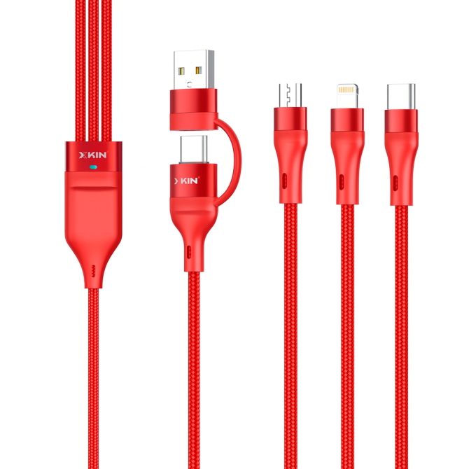 Xkin USB A/C to 8-Pin, Micro USB & Type-C 3-in-1 Cable – Multi Charging Fast Sync Durable Cord - Image 4