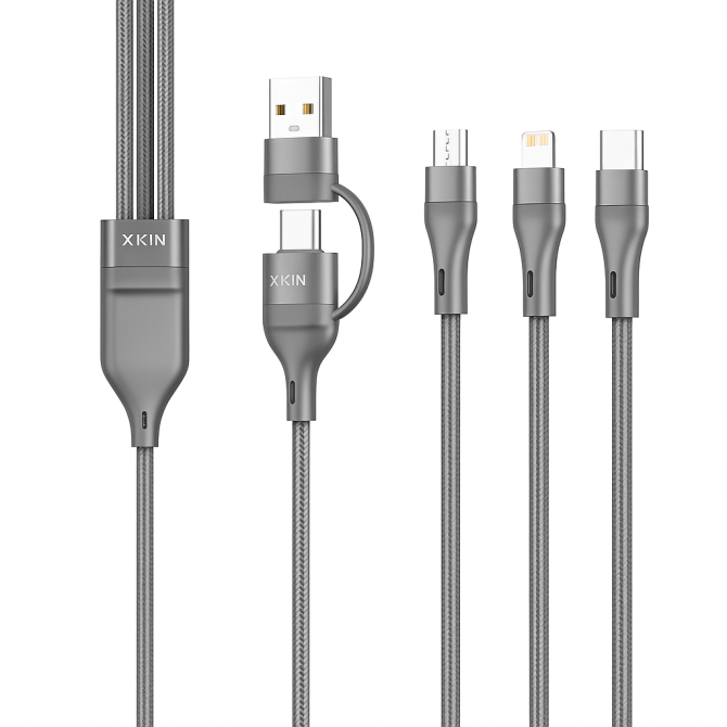 Xkin USB A/C to 8-Pin, Micro USB & Type-C 3-in-1 Cable – Multi Charging Fast Sync Durable Cord - Image 6