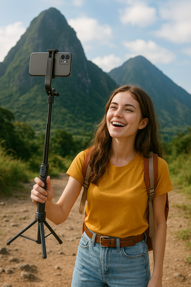 Xkin Long Selfie Quadrapod – Extendable Selfie Stick Tripod with Wireless Remote - Image 2