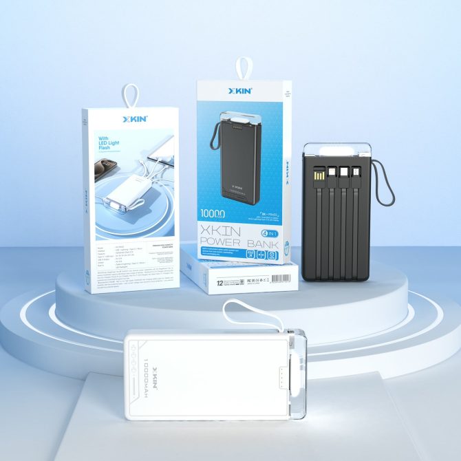 Xkin 10000mAh Power Bank with Built-in Cables | LED Flashlight - Image 6