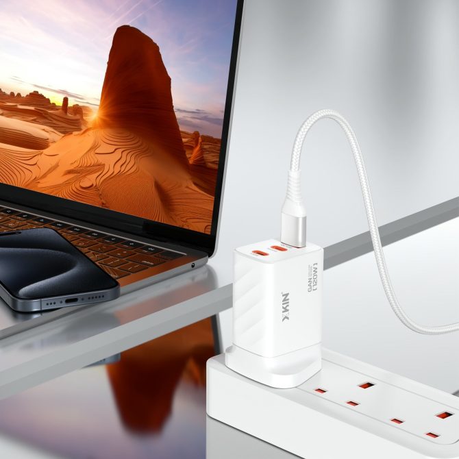 Xkin 120W Power Adapter – Triple Port Fast Charger (USB-A 18W + USB-C 20W + USB-C 65W/120W PD) - Image 2