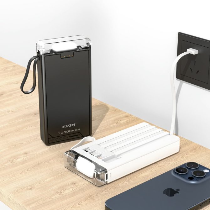 Xkin 10000mAh Power Bank with Built-in Cables | LED Flashlight - Image 4