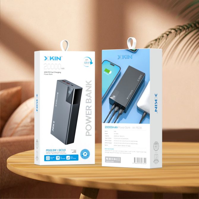 Xkin 20000mAh Power Bank – Built-in USB, 8-Pin, USB-C & Micro USB Cables with Flashlight - Image 6