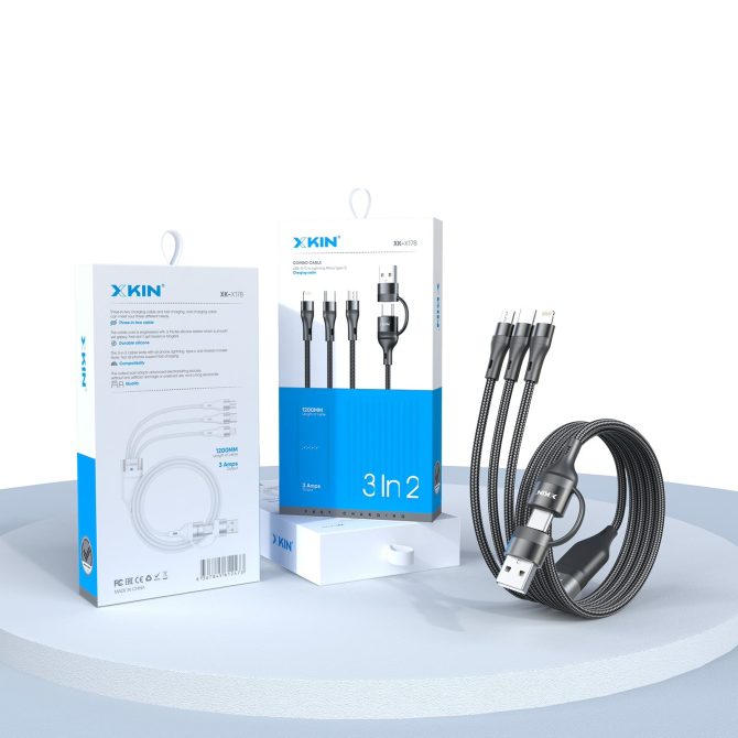 Xkin USB A/C to 8-Pin, Micro USB & Type-C 3-in-1 Cable – Multi Charging Fast Sync Durable Cord - Image 3