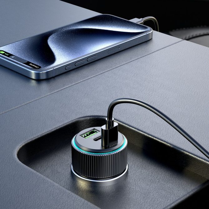 Xkin 68W Triple Port Car Charger – Dual USB-C PD + USB-A QC Fast Charging Adapter - Image 4