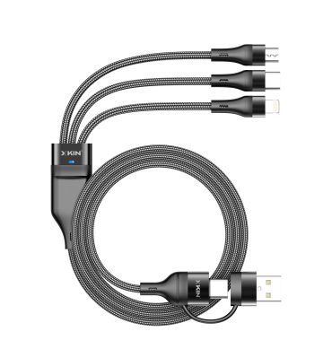 Xkin USB A/C to 8-Pin, Micro USB & Type-C 3-in-1 Cable – Multi Charging Fast Sync Durable Cord