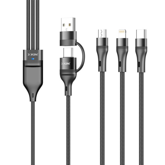 Xkin USB A/C to 8-Pin, Micro USB & Type-C 3-in-1 Cable – Multi Charging Fast Sync Durable Cord - Image 2