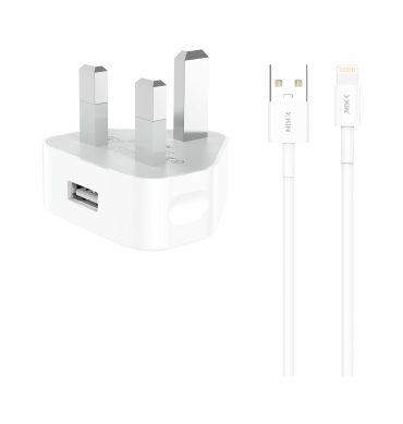 Xkin 5W Power Adapter with 8-Pin Cable – Compact USB Wall Charger
