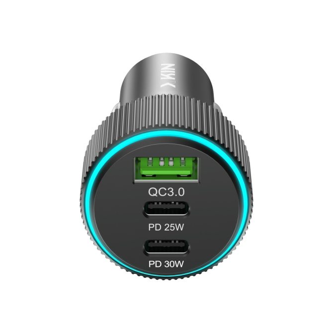 Xkin 68W Triple Port Car Charger – Dual USB-C PD + USB-A QC Fast Charging Adapter - Image 3