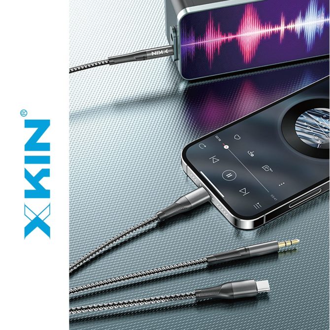 Xkin 3-in-1 Audio Cable – 8-Pin, USB-C & 3.5mm to 3.5mm Aux Multi-Device Connector - Image 2